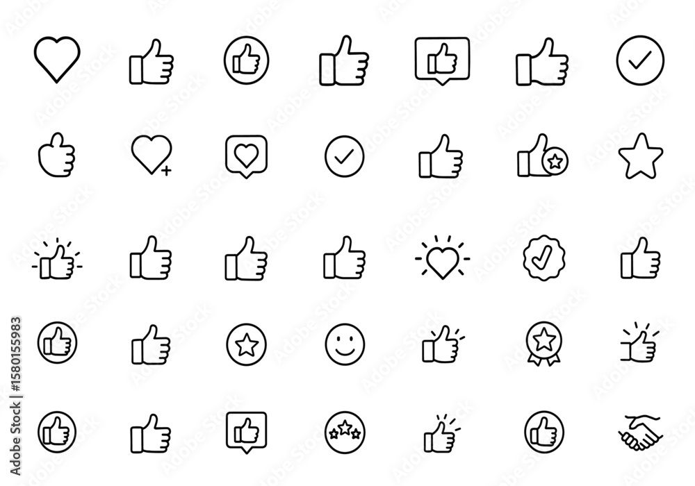 Tableau sur toile Like outline icon set in editable stroke vector illustration