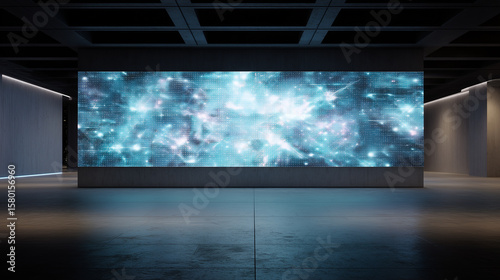 Futuristic Pink Neural Network Light Wall in Dark Room