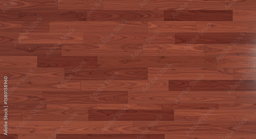 Seamless reddishbrown wooden floor with varied plank sizes and prominent wood grain texture Seamless reddishbrown wooden floor with varied plank sizes and prominent wood grain texture
