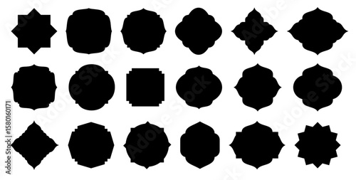 Set of Islamic frames in badge shape Vector