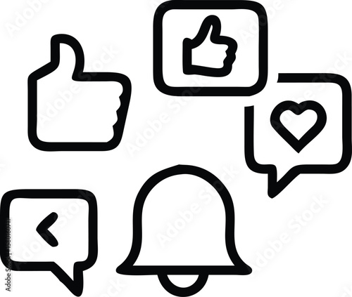 Thumb up and down icon set for like and unlike symbol in social media design