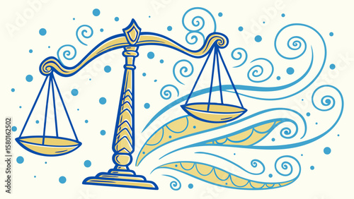 Vintage libra zodiac sign astrology balance scales illustration vector design graphic element art drawing