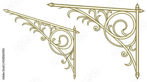 Ornate decorative corbel bracket design element for architecture and interior design projects illustration