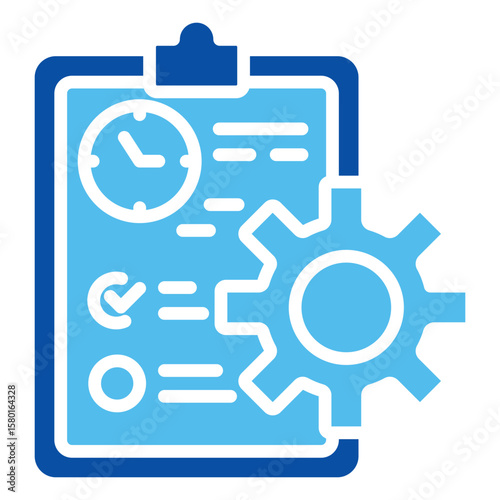 Project Management Icons In Blue Style, Vector Illustration