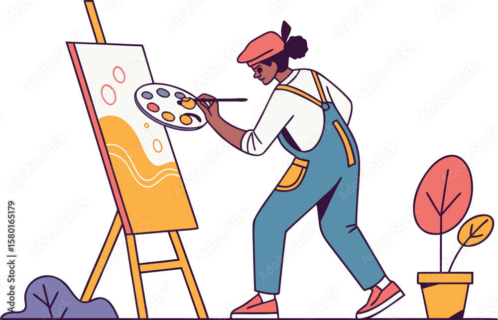 Painter with Easel and Palet