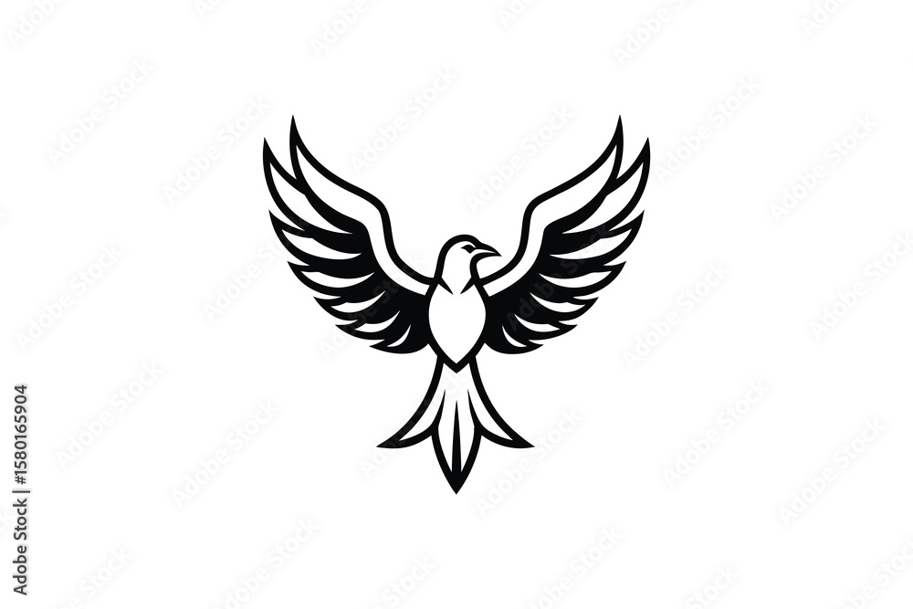 Obraz premium Elegant Bird with Open Wings a Symbol of Freedom and Grace in a Striking Silhouette Style silhouette