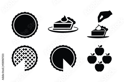 Whole pie slice pie lattice pie crust apples vector