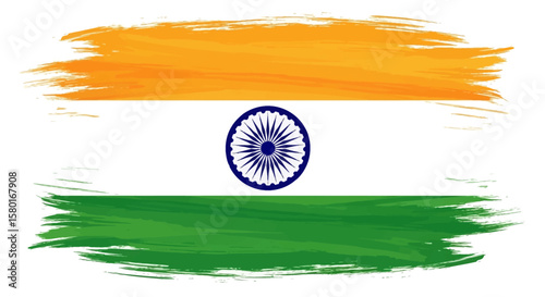 Artistic Indian Flag Depicting National Pride with Brushstroke Texture.