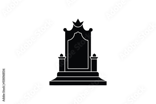 Royal Throne with Crown Silhouette in Black and White Depicting Power Authority and Majesty of a Monarch silhouette