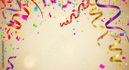 Festive Streamers and Confetti Showering Down in Celebration of Joy.