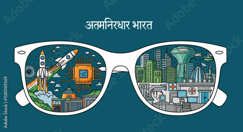Futuristic Indian Vision: Rockets Cityscapes and Technological Advancement.