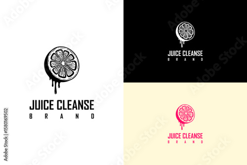 citrus half cut slice spiral line shape illustration, icon, vector logo for juice shop, detox juice, healthy, herbal treatment, green, organic, natural, cold pressed juice, juice cleanse, and more