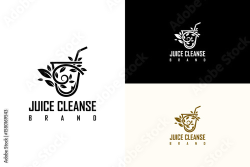 leafy swirl forming the shape of a juice cup vector illustration, juice shop, healthy, green, toxin removal, natural, herbal, smoothies, detox juice, drinks, juice cleanse brand, and more