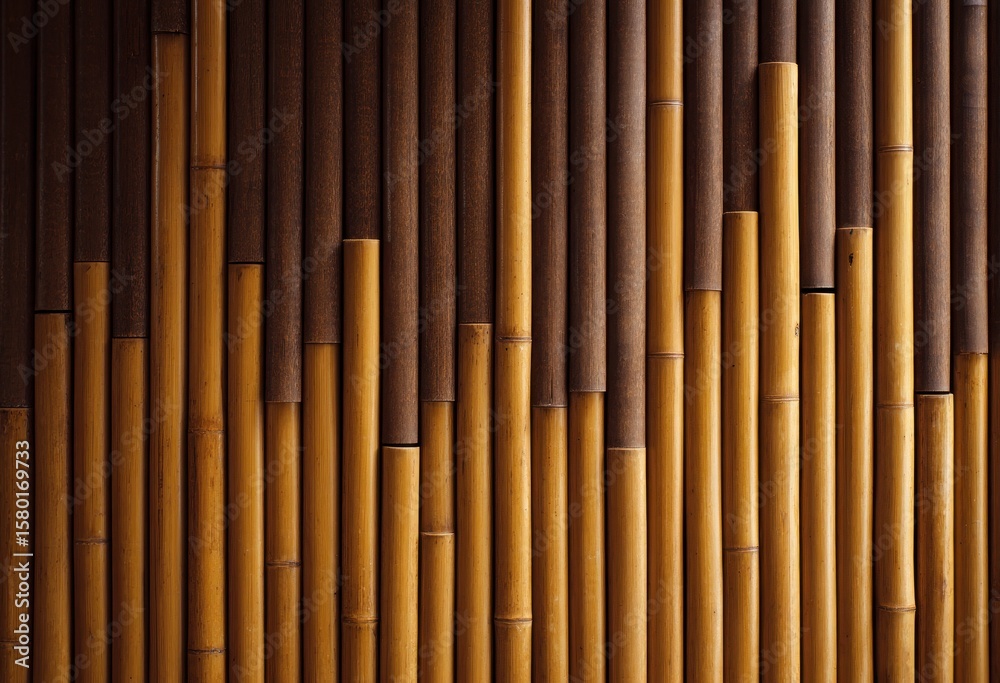 Fototapeta premium Vertical bamboo wall, light and dark tones