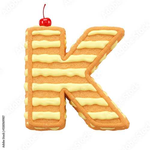 Cake Cookie Font Letter K Sweet Alphabet Isolated PNG Transparent