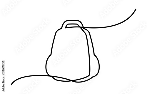One line backpack icon. School bag continuous thin line symbol, minimalist rucksack drawing