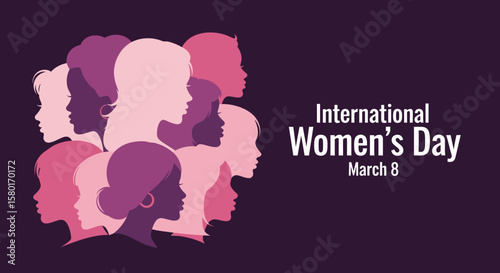 Silhouetted Women Celebrating International Womens Day with Diverse Hair Styles.