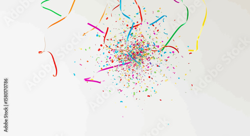 Colorful Confetti and Streamers Bursting with Joy and Celebration Festive Design.