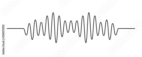 Continuous thin line sound wave icon. One line art audio symbol, single outline soundwave