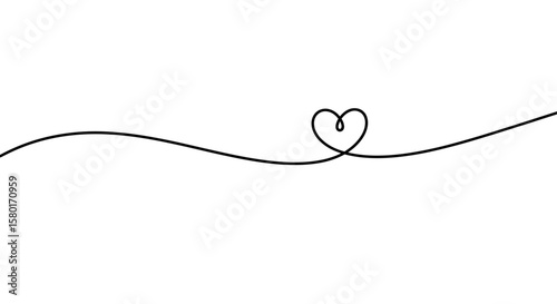 Continuous Line Drawing of a Simple Heart Symbolizing Love and Connection.