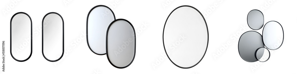 Obraz premium Modern Minimalist Mirrors: Geometric Shapes on White Background