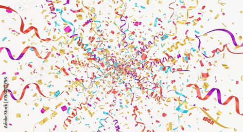 Colorful Confetti and Ribbons Bursting in Celebration Festive and Joyful.