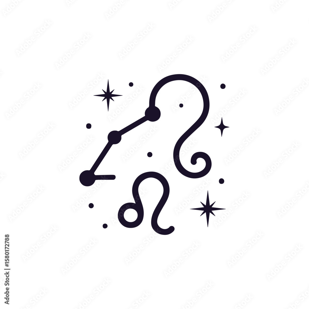 Fototapeta premium Leo zodiac symbol silhouette vector logo with lion motif, generative ai