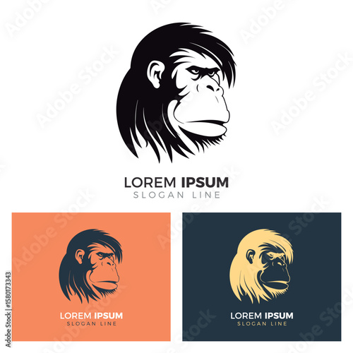 Orangutan Heads Simple Logo Design.