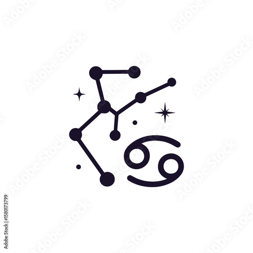 Cancer zodiac symbol silhouette vector logo in minimal abstract style, generative ai