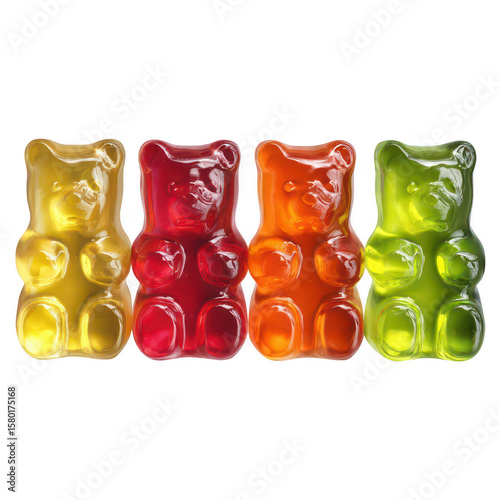 Four colorful gummy bears in a row (3)