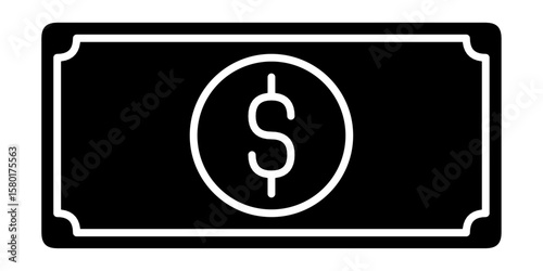 icon of a paper money bill with dollar sign, suitable for finance apps, online payment ui, banking interface, or financial web design