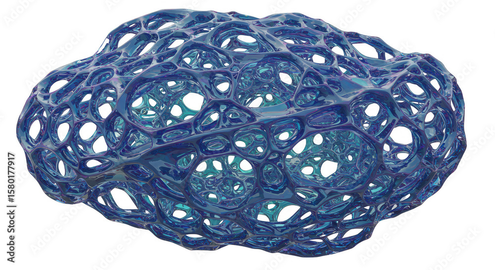 Fototapeta premium Detailed Blue Cellular Abstract Background Organic Texture Pattern PNG