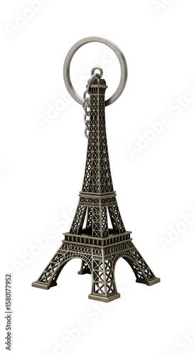 Detailed Eiffel Tower Keychain Souvenir Metal Ornament on Transparent