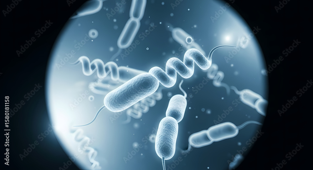 Obraz premium Exploring Leptospirosis Microscopic View of Bacteria Responsible for the Disease.