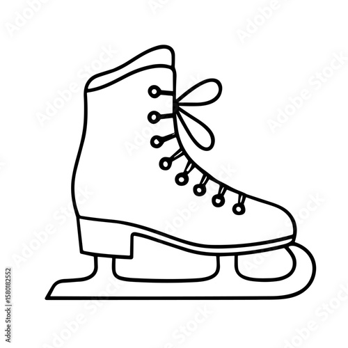 Simple black and white line drawing of an ice skate.