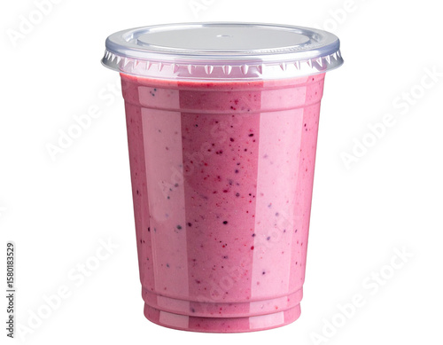 Smoothie Cup with Sealed Lid and Berry Mix, transparent