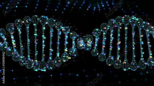 3d rendering blue digital dna helix or genome structure 4k footage