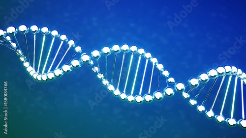 3d rendering blue metallic dna helix or genome structure 4k footage