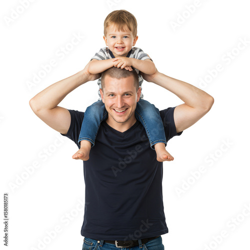 Happy Father Son Portrait Transparent Background Playful Togetherness