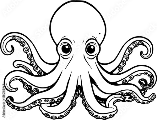 iconic squid tentacel line art sea animal