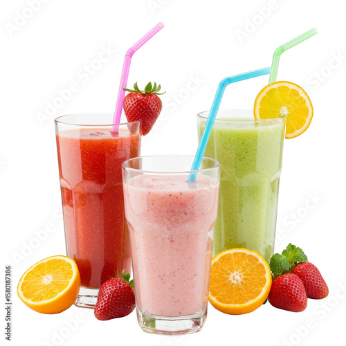Fresh Fruit Smoothies Juice Drinks Healthy Diet Isolated Background