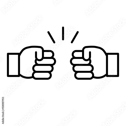 fist bump line icon with editable stroke