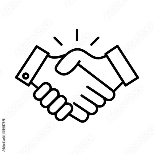 handshake line icon with editable stroke