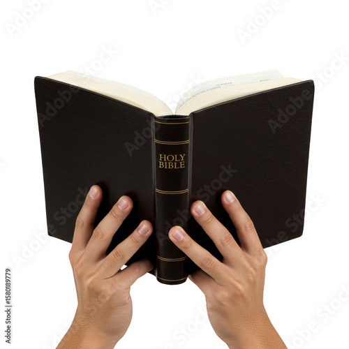 Hands Holding Open Bible Book for Reading Religion and Spirituality
