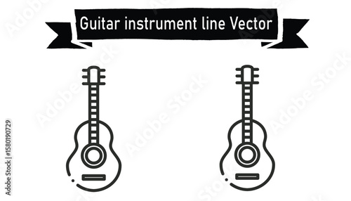 Guitar instrument line vector 