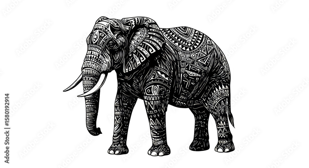 Fototapeta premium Illustration Elephant Animal Wildlife Graphic Pattern Transparent Background