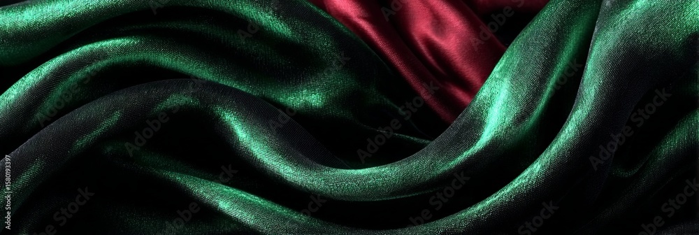 Fototapeta premium Luxurious Emerald Cascade Backdrop with Dark Hues and Crimson Undertones for Elegant Designs