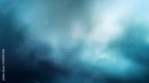 Ethereal blue mist enveloping a serene landscape at dawn, creating a tranquil and dreamy atmosphere