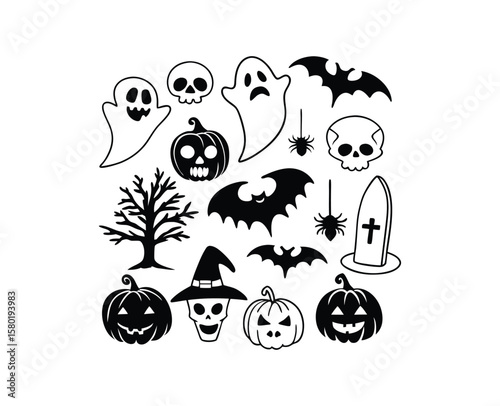 happy halloween day background, pumpkin monster vector design Orange Background, Banner Vector Design