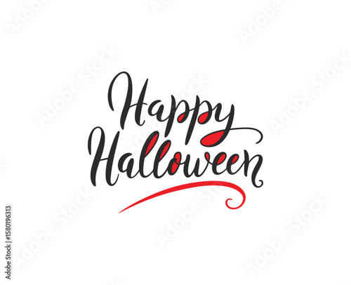 Happy Halloween lettering. with clouds, bats and pumpkins in paper cut style. Vector illustration. Full moon in orange sky, spiders web and witch cauldron. Place for text